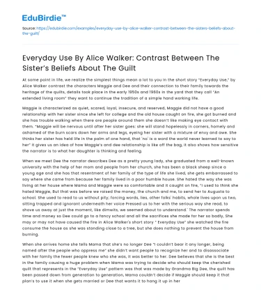 Everyday Use: Contrast in Sisters’ Guilt Beliefs