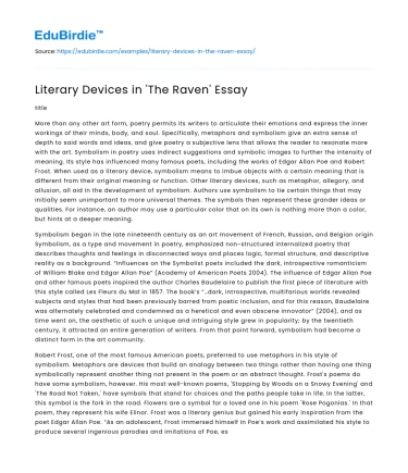 Literary Devices in ‘The Raven’ Essay