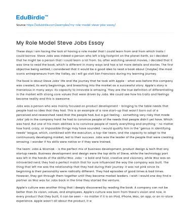 My Role Model Steve Jobs Essay