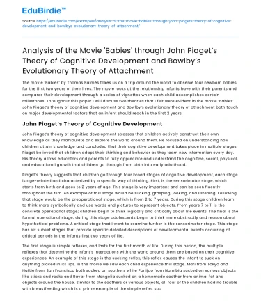 Babies’ Movie: Piaget & Bowlby Theories