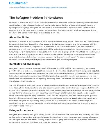 The Refugee Problem in Honduras