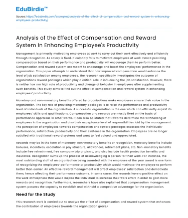 Impact of Compensation on Employee Productivity
