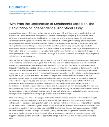 Declaration of Sentiments: Analyzing Independence Declaration