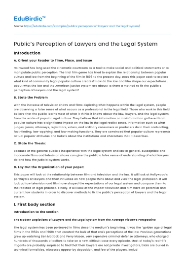 Public’s Perception of Lawyers and the Legal System
