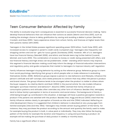Teen Consumer Behavior Affected by Family