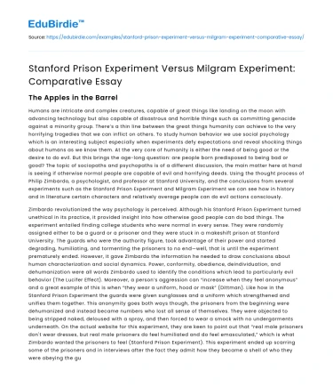 Stanford Prison Experiment Versus Milgram Experiment