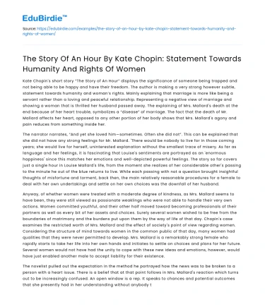 The Story of An Hour: Statement on Women’s Rights