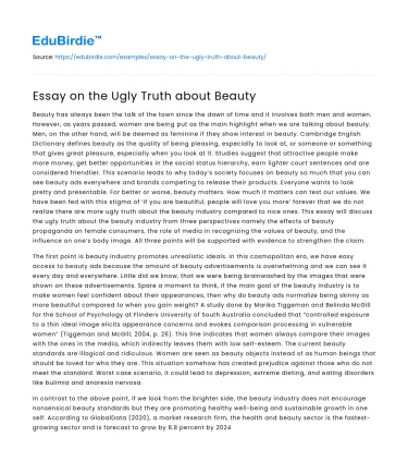 Essay on the Ugly Truth about Beauty