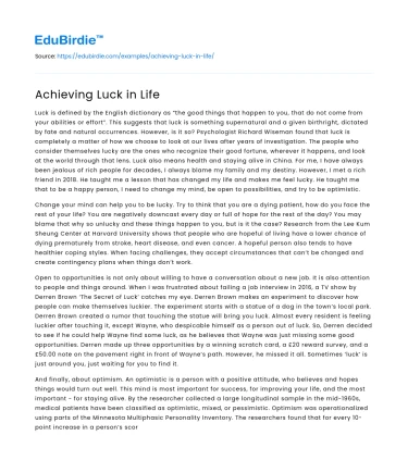 Achieving Luck in Life