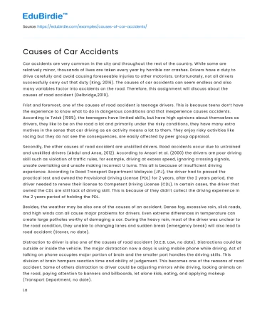 Causes of Car Accidents