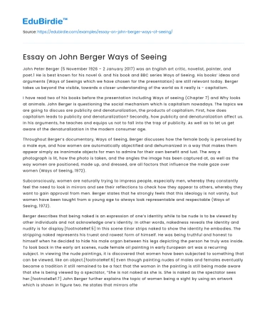 Essay on John Berger Ways of Seeing