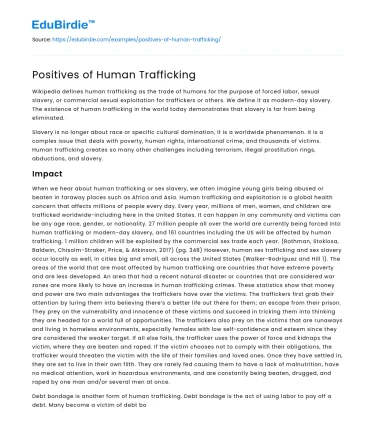 Positives of Human Trafficking
