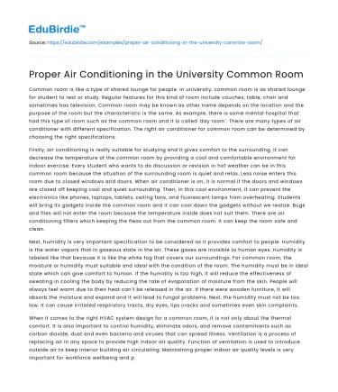 Proper Air Conditioning in the University Common Room