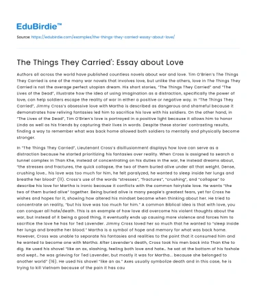 The Things They Carried’: Essay about Love