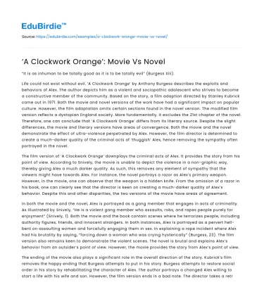 ‘A Clockwork Orange’: Movie Vs Novel