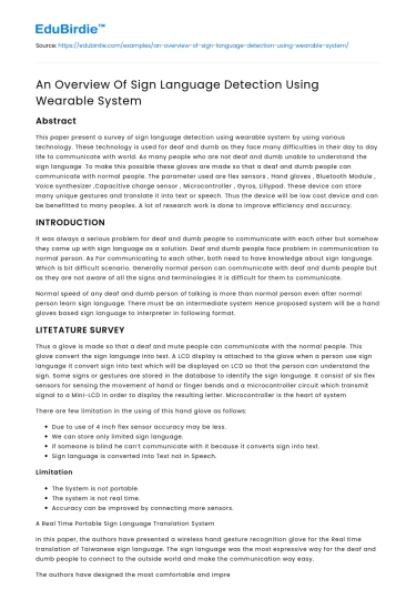 Wearable Sign Language Detection