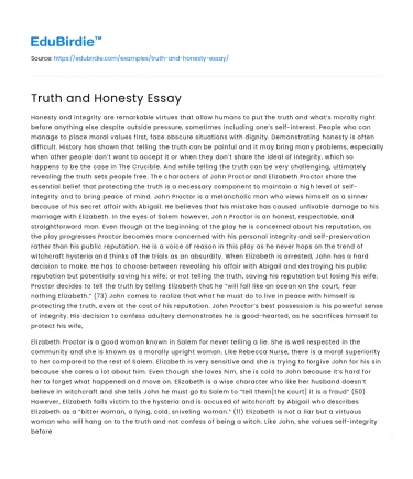 Truth and Honesty Essay