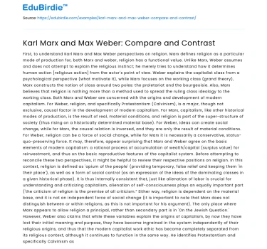 Karl Marx and Max Weber: Compare and Contrast