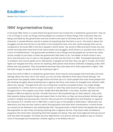 1984′ Argumentative Essay