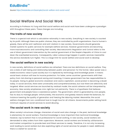 Social Welfare And Social Work