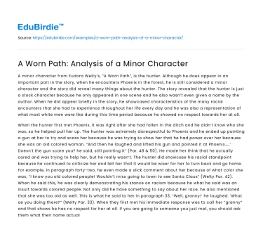 A Worn Path: Analysis of a Minor Character