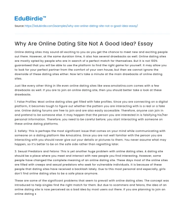 The Pitfalls of Online Dating Platforms