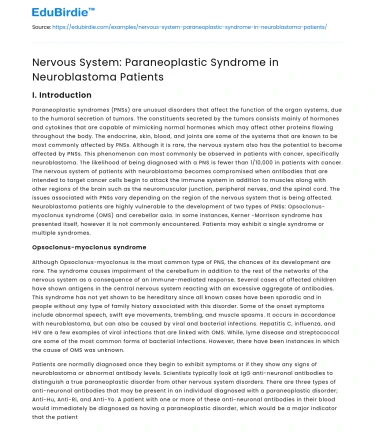 Nervous System: Paraneoplastic Syndrome in Neuroblastoma Patients
