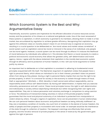 Which Economic System Is the Best and Why: Argumentative Essay