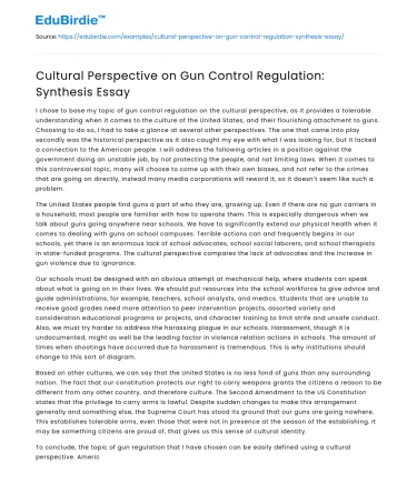 Cultural Influences on Gun Control Regulation