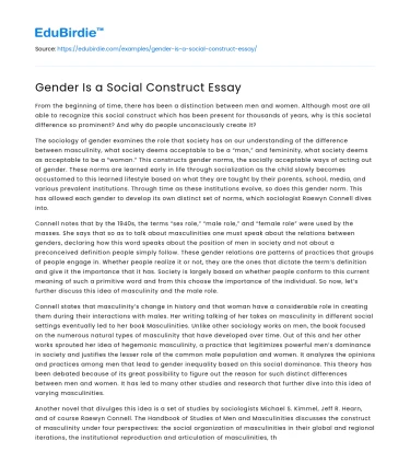Gender Is a Social Construct Essay
