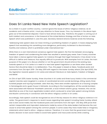 Does Sri Lanka Need New Hate Speech Legislation?