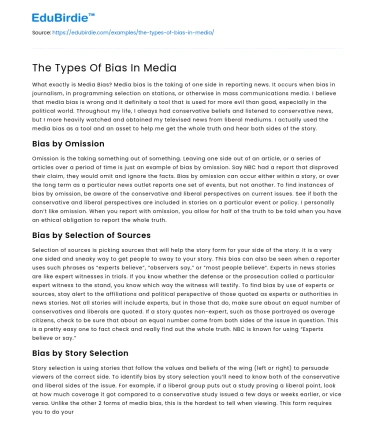 The Types Of Bias In Media