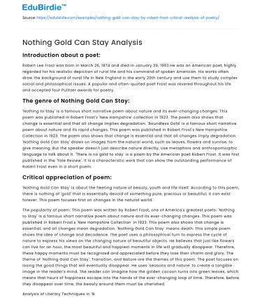 Nothing Gold Can Stay Analysis