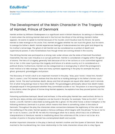 Character Development in Hamlet, Prince of Denmark