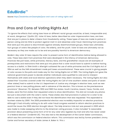 Pros and Cons of Voting Rights Act
