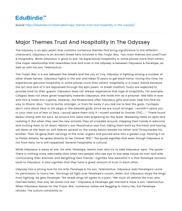 Major Themes Trust And Hospitality In The Odyssey