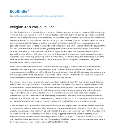 Religion And World Politics