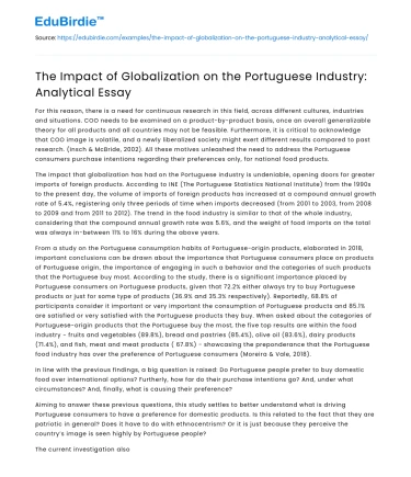 The Impact of Globalization on the Portuguese Industry