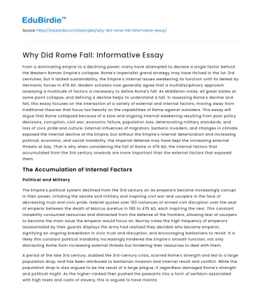 Why Did Rome Fall: Informative Essay