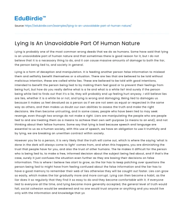 Lying Is An Unavoidable Part Of Human Nature