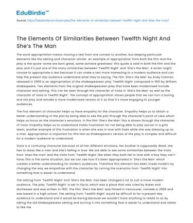 The Elements Of Similarities Between Twelfth Night And She’s The Man
