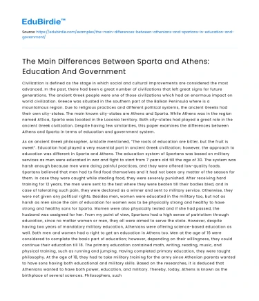 The Main Differences Between Sparta and Athens: Education And Government