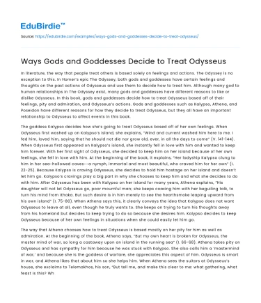 Ways Gods and Goddesses Decide to Treat Odysseus