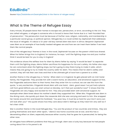 What Is the Theme of Refugee Essay