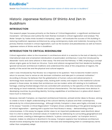 Historic Japanese Notions Of Shinto And Zen In Buddhism