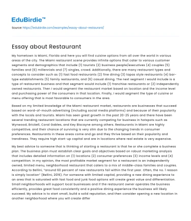 Essay about Restaurant