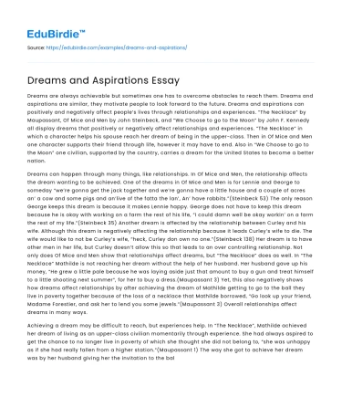 Dreams and Aspirations Essay