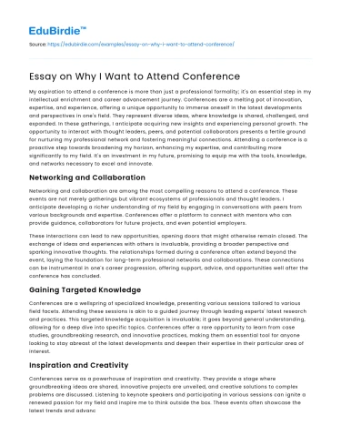 Essay on Why I Want to Attend Conference