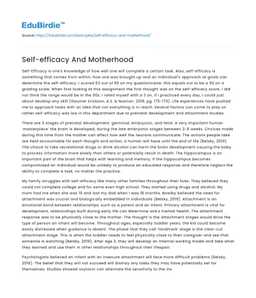Self-efficacy And Motherhood