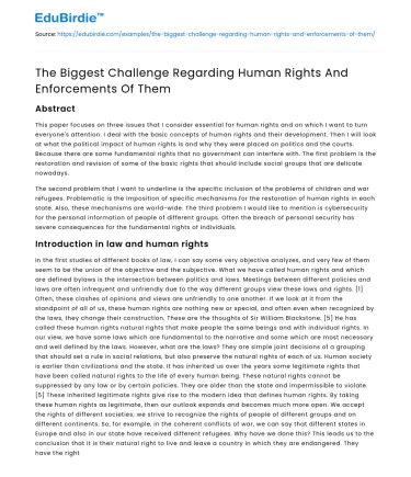 The Biggest Challenge Regarding Human Rights And Enforcements Of Them